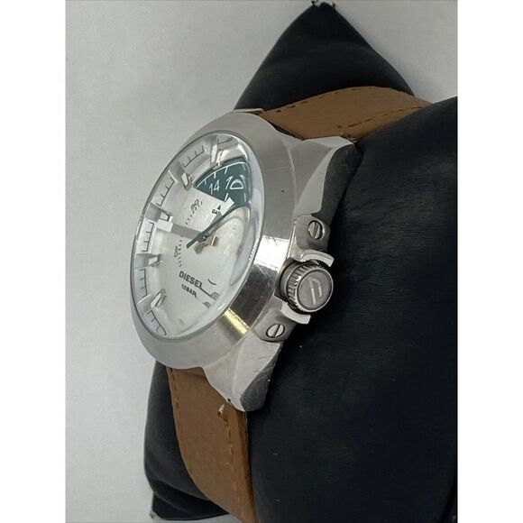 DIesel DZ-1699 Men's Brown Leather Analog Silver Dial Quartz Genuine Watch VK62 - Picture 4 of 12